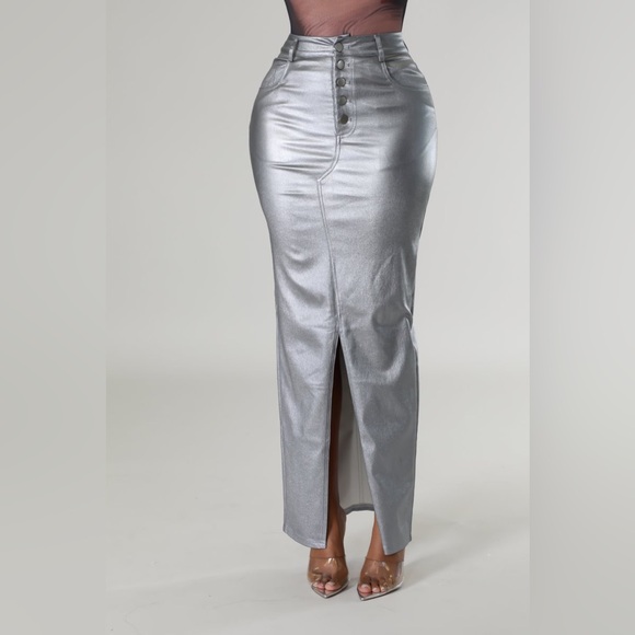 Silver Maxi Skirt - Picture 1 of 4